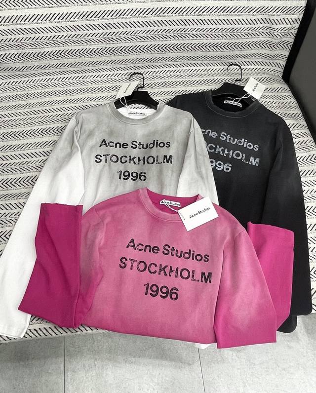 25Ss new autumn and winter Acne washed and worn gradient craft letter print patt