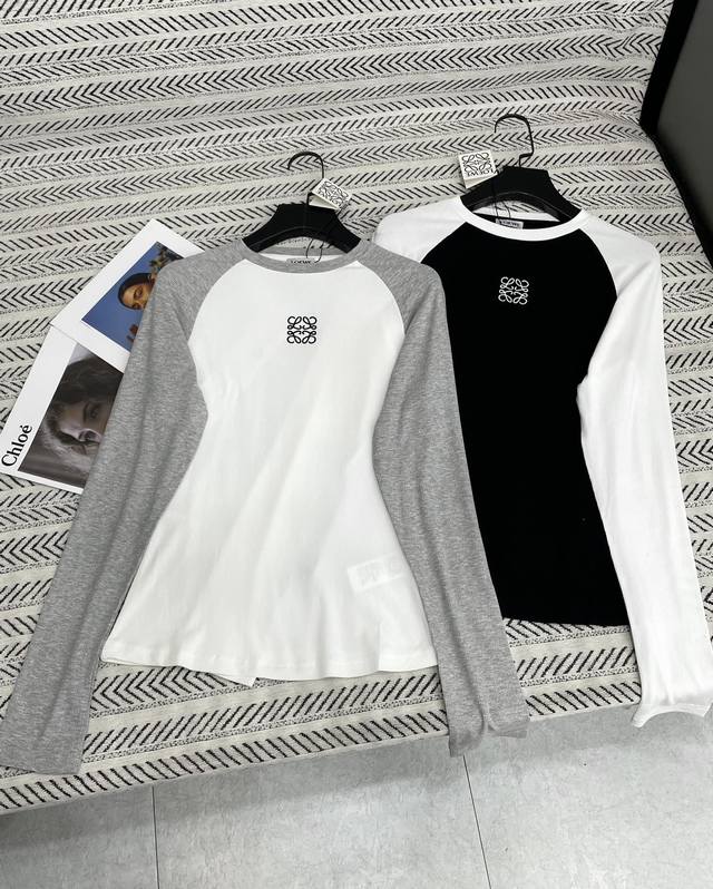 25Ss New autumn and winter style Loewe color matching simple embroidered letter