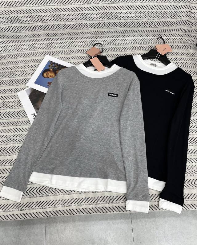 25Ss New autumn and winter style Miu fake two-piece three-dimensional appliqu