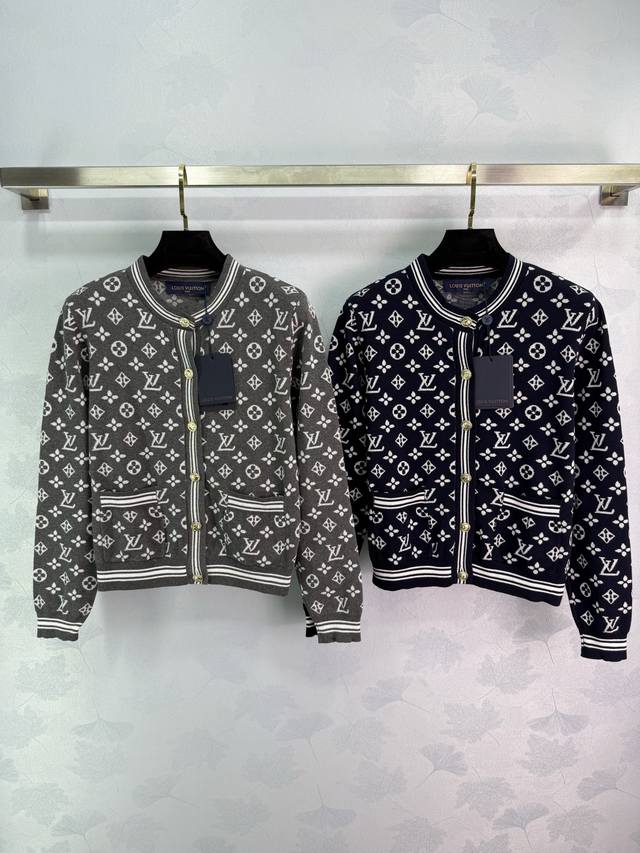 Louis Vuitto*2025 New Arrivals: Round-neck jacquard knit cardigan, custom-woven