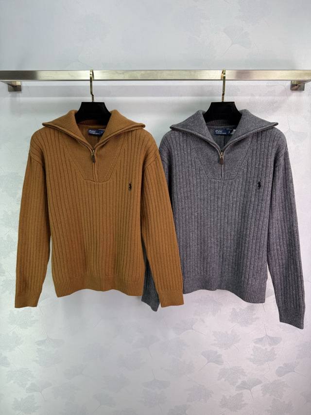 Ralph Lauren* 2025 New Arrivals Zippered Knit Sweater Custom-woven Yb cashmere