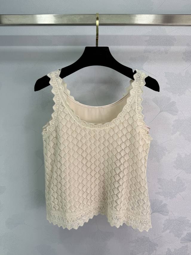 Dio*2025 New Arrivals: Hollow Knit Vest Two-Piece Set. Custom-woven Yb silk-cott