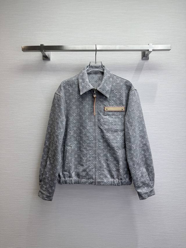 Louis Vuitto* 2025Ss new denim jacket with denim monogram jacquard fabric, styli