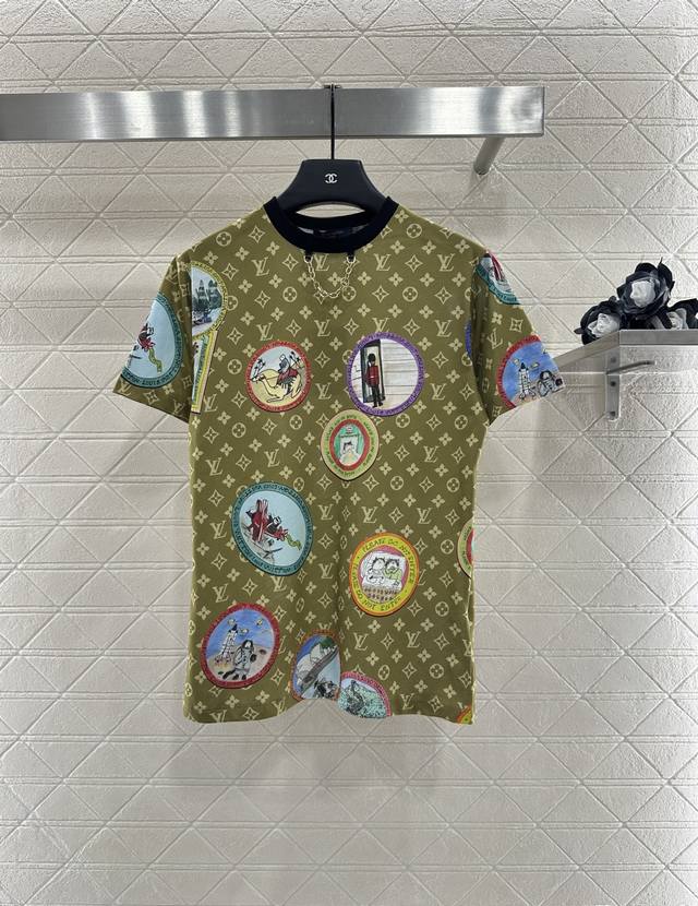 Louis Vuitto*2025 New Arrivals Badge Print Custom Yb Mercerized Cotton Material: