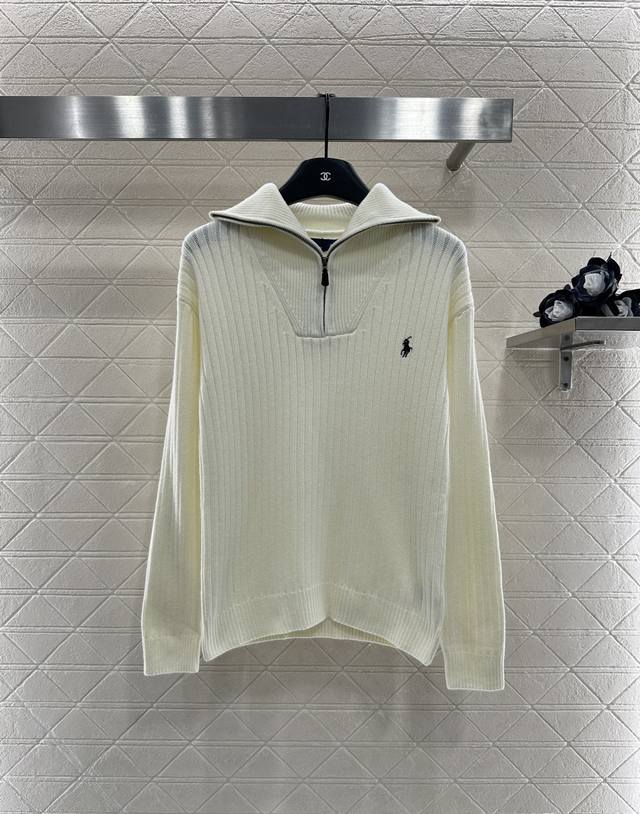 Ralph Lauren* 2025 New Arrivals: Zippered Knit Sweater. Woven with custom Yb cas