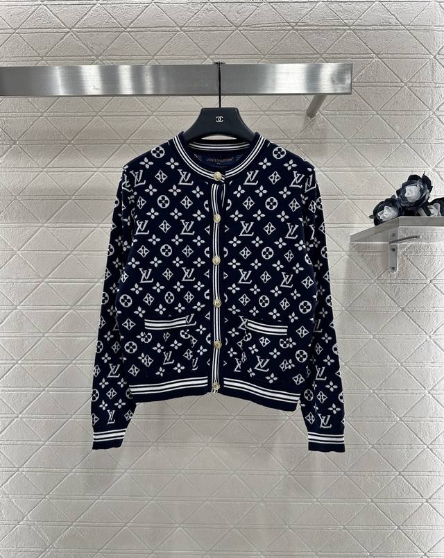 Louis Vuitto*2025 New Arrivals Round Neck Jacquard Knit Cardigan Custom Yb wool