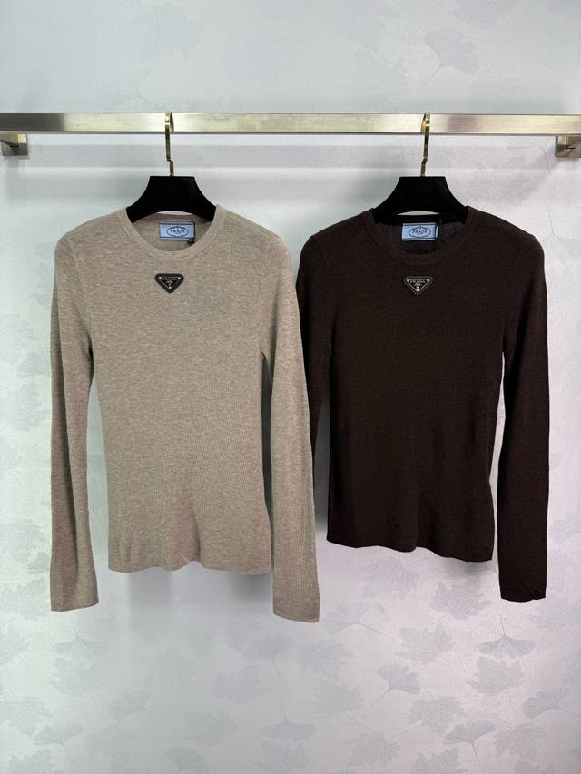 prad* 2025 Early Fall new round-neck knit top, custom-made from silk and wool. M