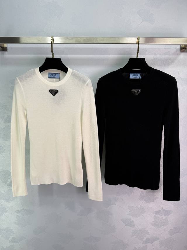 prad* 2025 Early Fall new round-neck knit top, custom-made from silk and wool. M