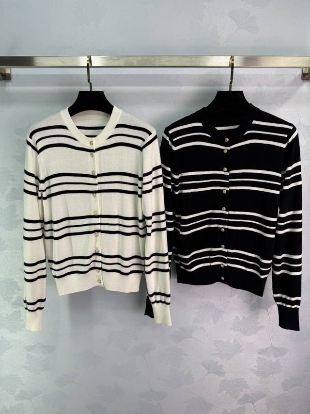 Niche* 2025 Early Fall new contrast striped knitted long-sleeved cardigan! Custo