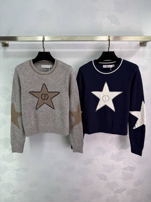 Dio*25 New autumn and winter knitted pullover with five-pointed star and letter