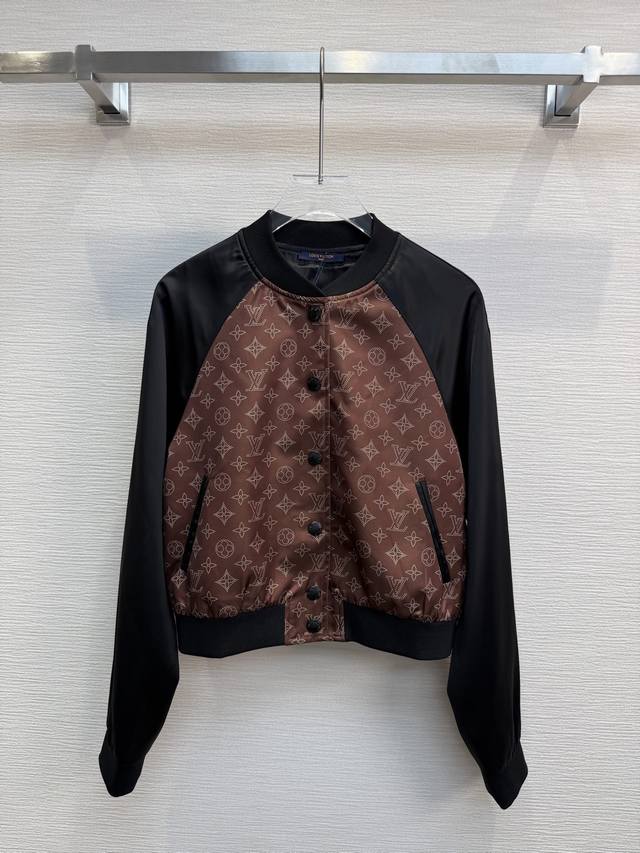 Louis Vuitto* 25Ss new contrasting ribbed jacket with new pattern print fabric d