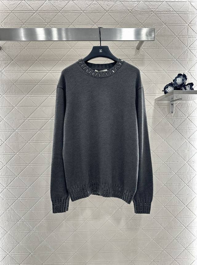 Fend* 2025 New Arrival Round Neck Knit Sweater with Rhinestone Trim. Custom Yb w