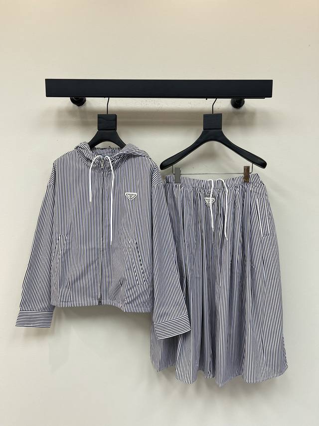 prad*25 New Product Official Website Synchronized Casual Striped Jacket and Plea
