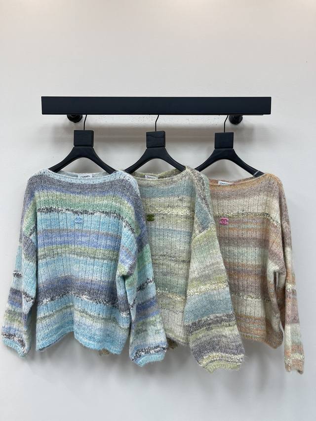 Chane*25 Early Fall new style, heavy-duty colorful striped, one-shoulder knitted