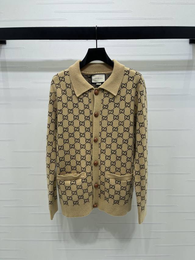 New, original, high-quality Gucc* 2025 Early Fall Collection! Gg lapel long-sle