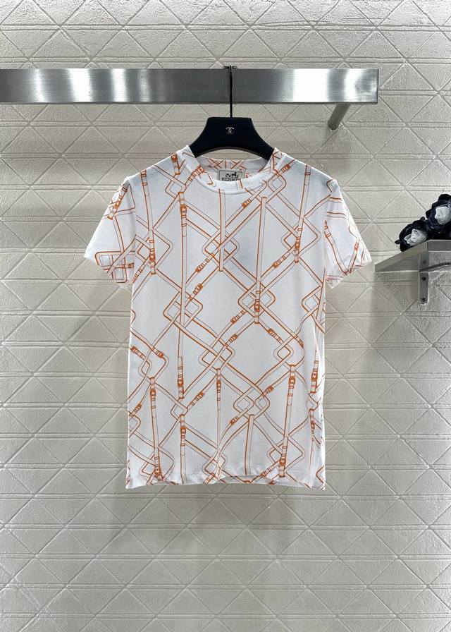 Herme* 2025 new arrivals. round neck, chain link print. custom Yb mercerized co