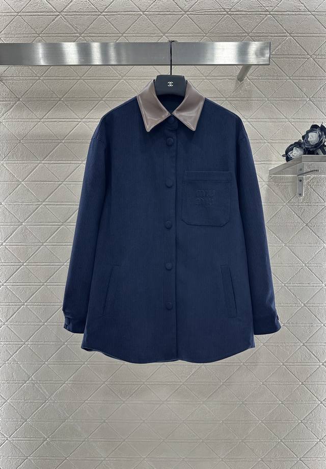Miumi*2025 new arrivals patchwork lapel pocket shirt jacket custom Yb corduroy c