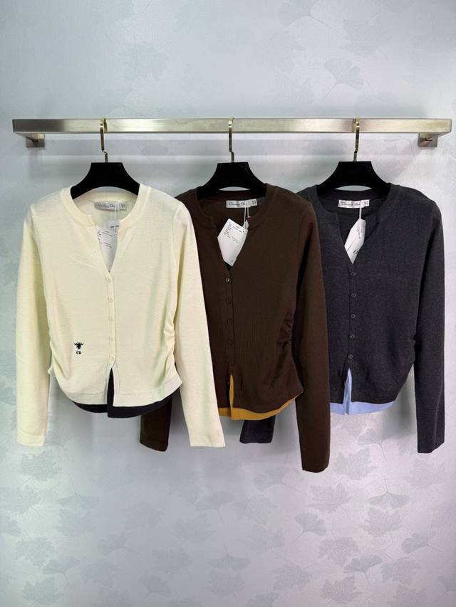 Dio*25 New Early Fall Bee Embroidered Cardigan, Soft and Comfortable, Round Neck