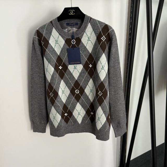 Style No. 20255339 Lv* New Logo Embroidery Contrast Color Diamond Check Pullove