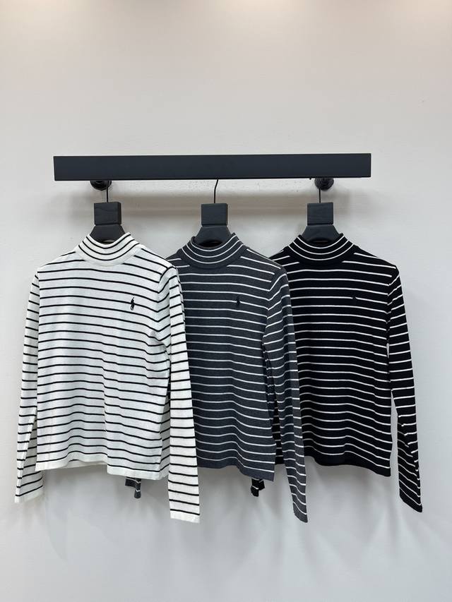 Ralph Laure* Polo 25 Early Fall new model, a high-neck striped knit long-sleeve