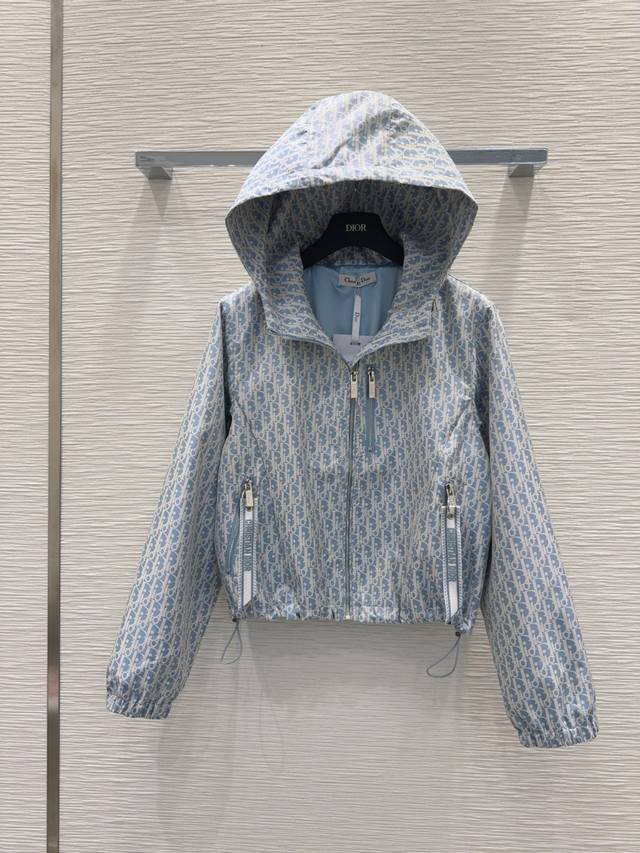 Christian Dio* 2025Fw new hooded short jacket, classic floral jacquard fabric, d