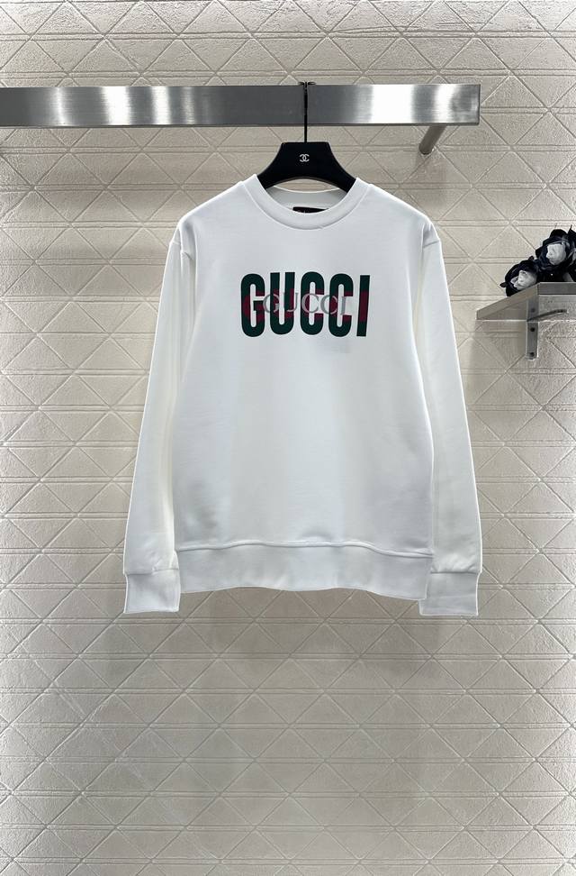 Gucc*2025 New Arrivals Round Neck Letter Color-Contrast Sweatshirt Custom Yb Ori