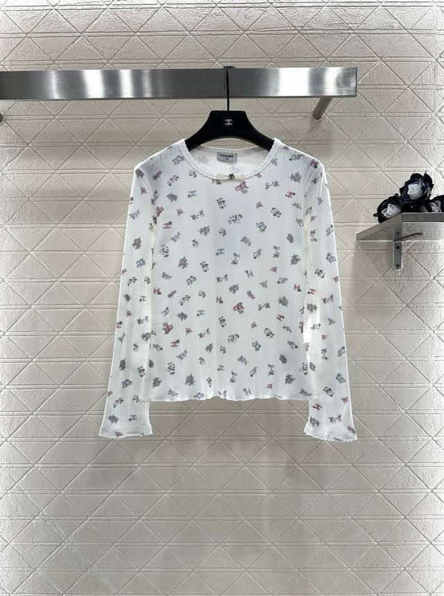 Chane*2025 new arrivals: printed long-sleeved top. Custom-made from imported Yb