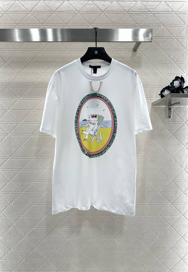 Louis Vuitto*2025 New Arrivals Chain Round Neck Print Custom Yb Mercerized Cotto