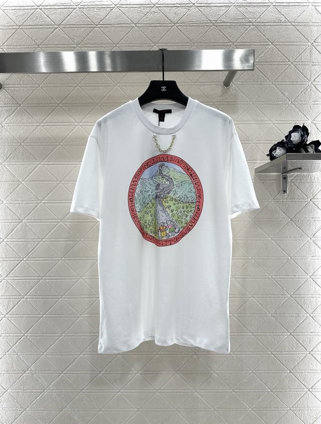 Louis Vuitto*2025 New Arrivals Chain Round Neck Print Custom Yb Mercerized Cotto