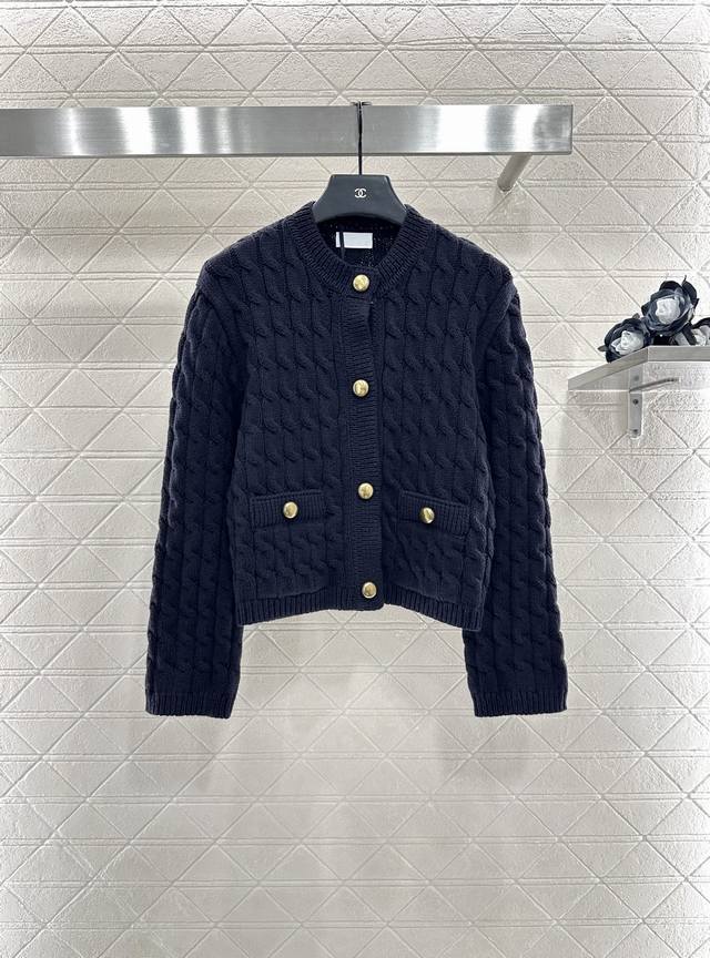 Moncle*2025 New Arrivals: Cable-knit Crewneck Cardigan. Custom-made with Yb 100%