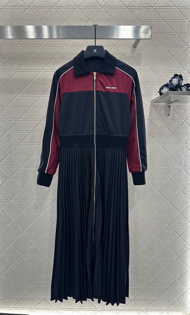 Miumi* 2025 New Arrivals: Workwear Pleated Dress. Made from custom Yb windproof,