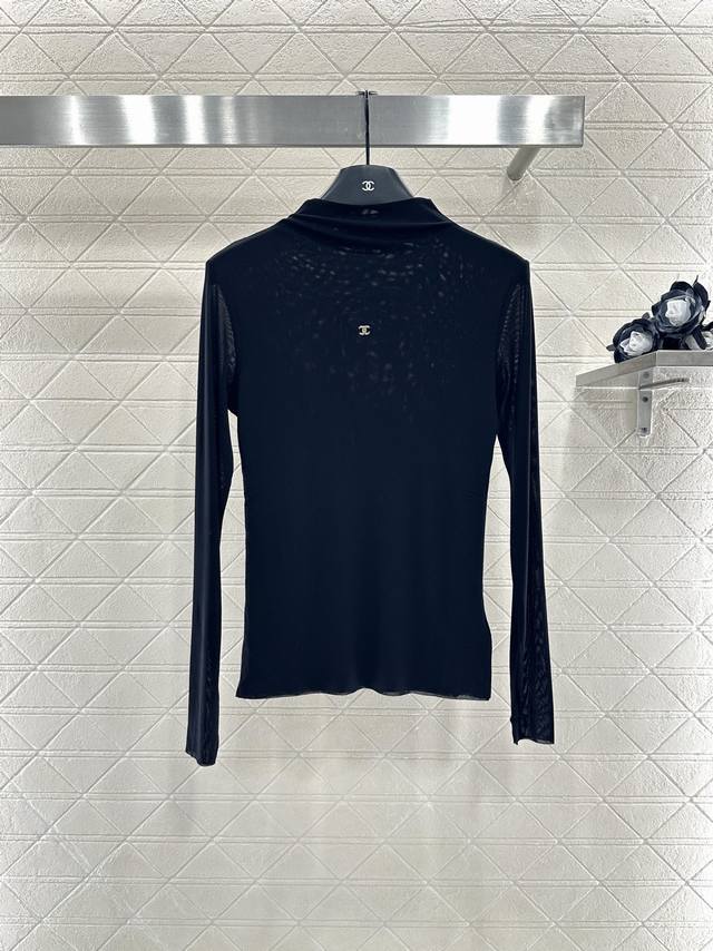 Chane*2025 New Arrivals: Slim-Fit Rhinestone Double C Turtleneck Top. Custom-Mad