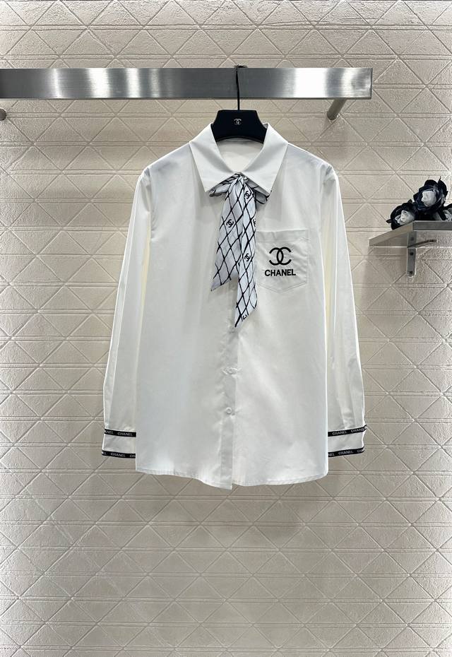 Chane*2025 New Arrivals: Printed Silk Scarf Shirt. Made from custom Yb twill cot