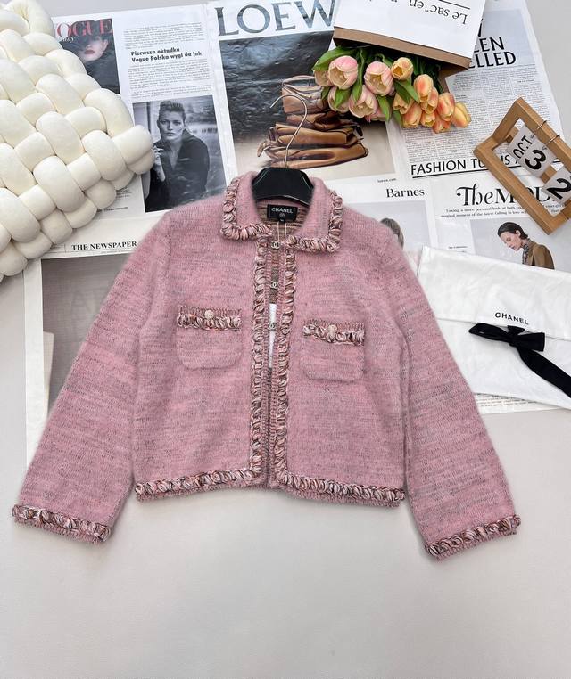 Chanel25B Haute Couture Collection New Coco Girly Floral Pink Cardigan Jacket |