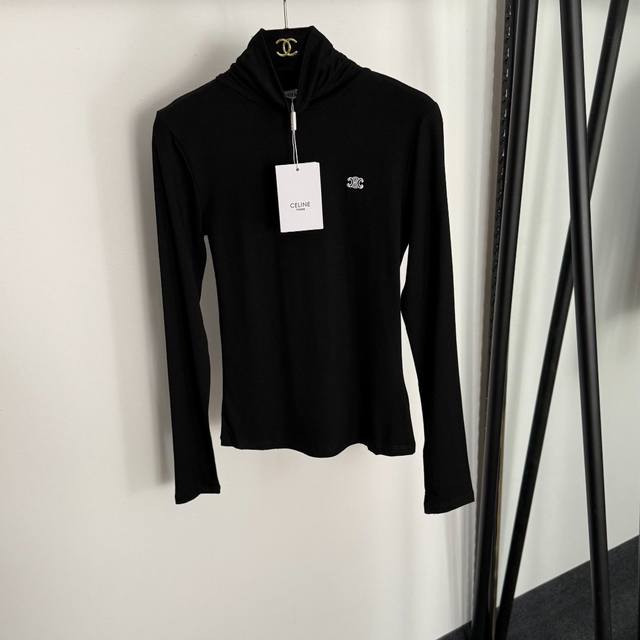 Style No. 20255328 Celin*'s new logo-embroidered half-high collar long-sleeved
