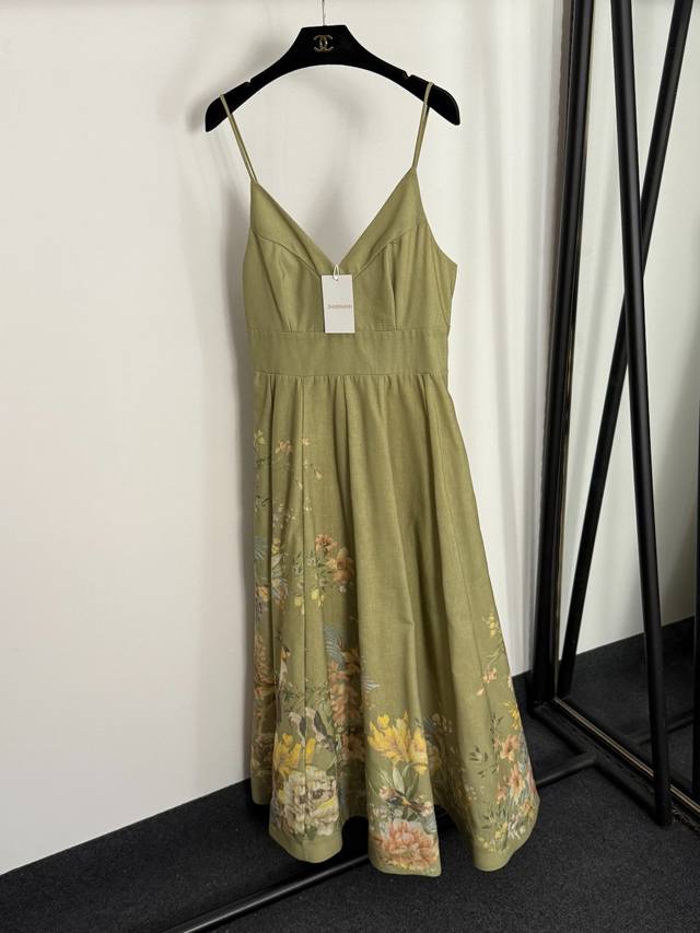 Style No. 20255324 Zimmermann's new floral print waist-length tube dress, green