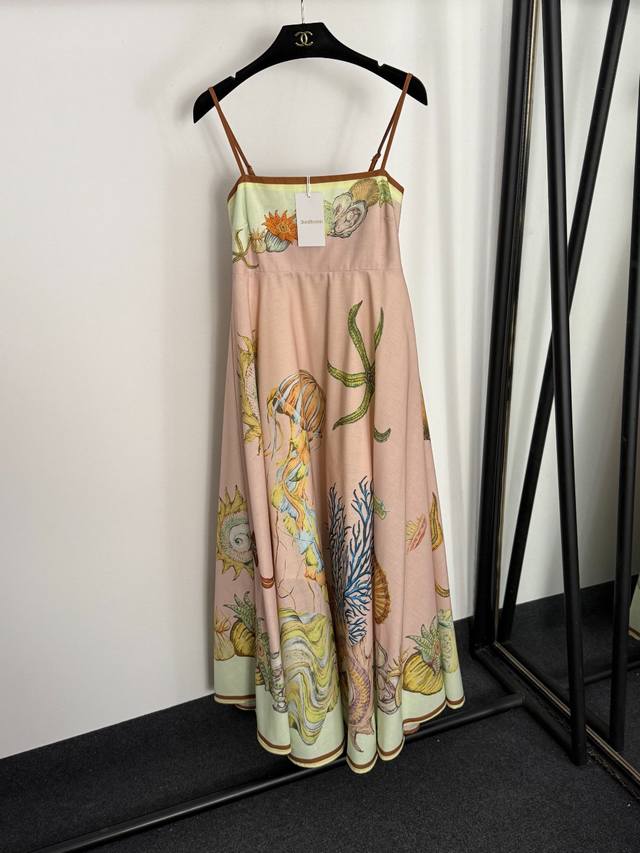 Style No. 20255323 Zimmermann's new marine life shell print long slip dress, pi