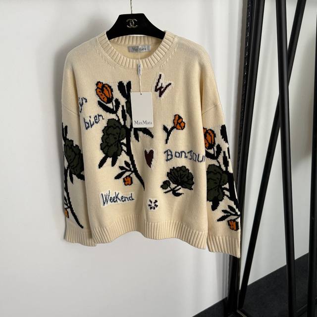 Style No. 20255313 Maxmar* new contrast jacquard pullover long-sleeved wool swe