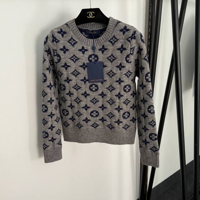 Style No. 20255297 Lv* New contrasting monogram jacquard pullover long-sleeved