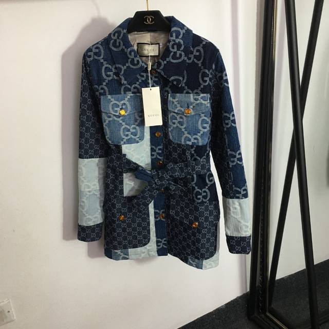 Style No. 5974 Gucc* New Double G jacquard color-blocked pocket patches and col
