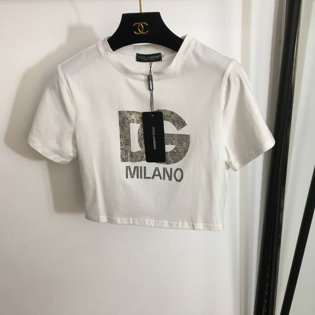 Style No. 8037 Dg* New Dg leopard print rhinestone lettering short-sleeved crop