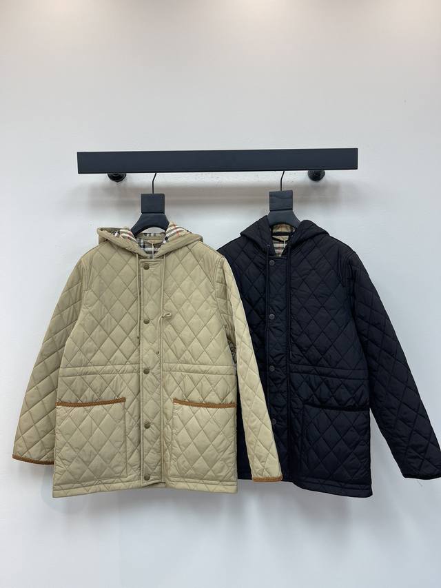 Burberr*25 New Fall/Winter Plaid Hooded Cotton JacketCombines warmth, comfort, a
