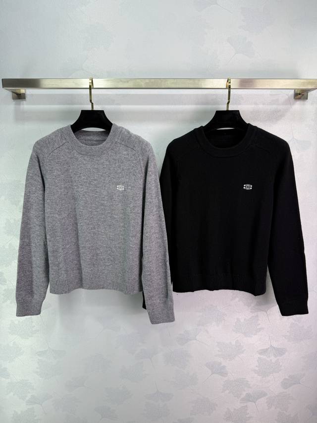 Ce*25 New Early Fall Knitted Round Neck Pullover Long Sleeve Classic Contrast Em