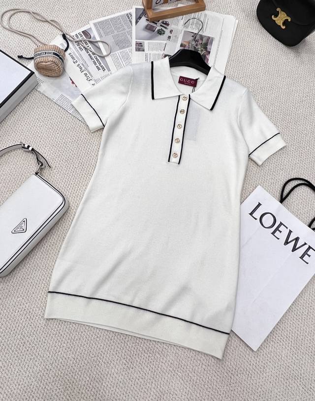 Gucci's new 2025 knitted short-sleeved dress, custom-made from Yb cotton knit fo