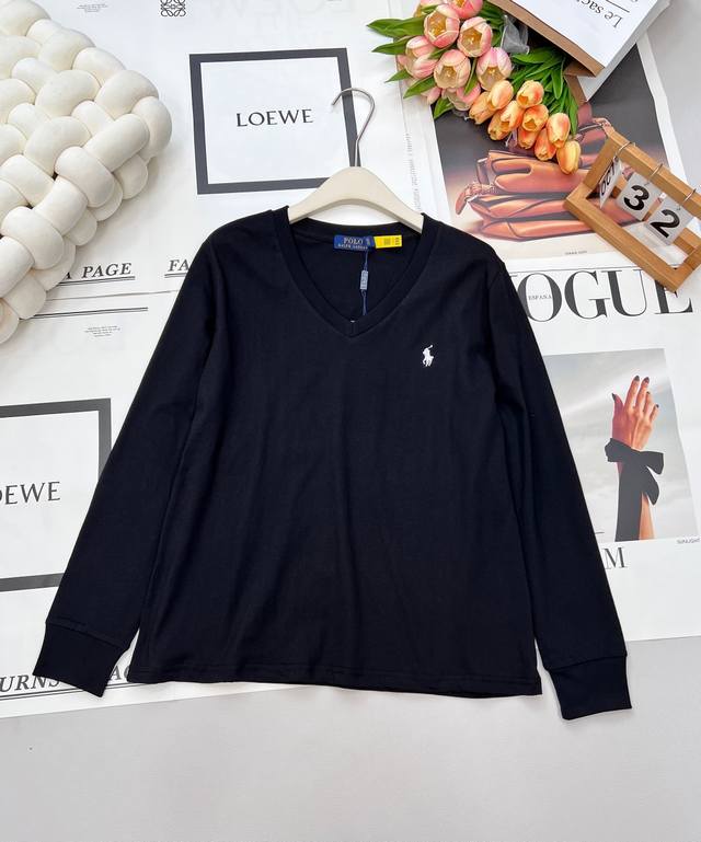 Ralph Lauren classic comfortable four-color pony embroidered long-sleeved V-neck