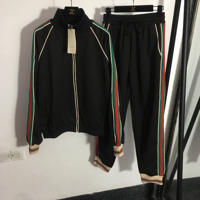 Style No. 6460 Gucc* new sports suit G family letter dark pattern jacquard stri