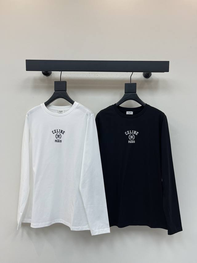 Celin*25's new early autumn embroidered round-neck long-sleeved T-shirt. . Loos