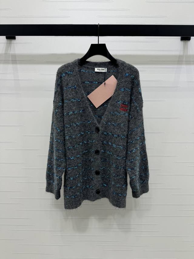 New, original, high-quality, Miumi* 2025 Early Fall Collection! Mohair V-neck s