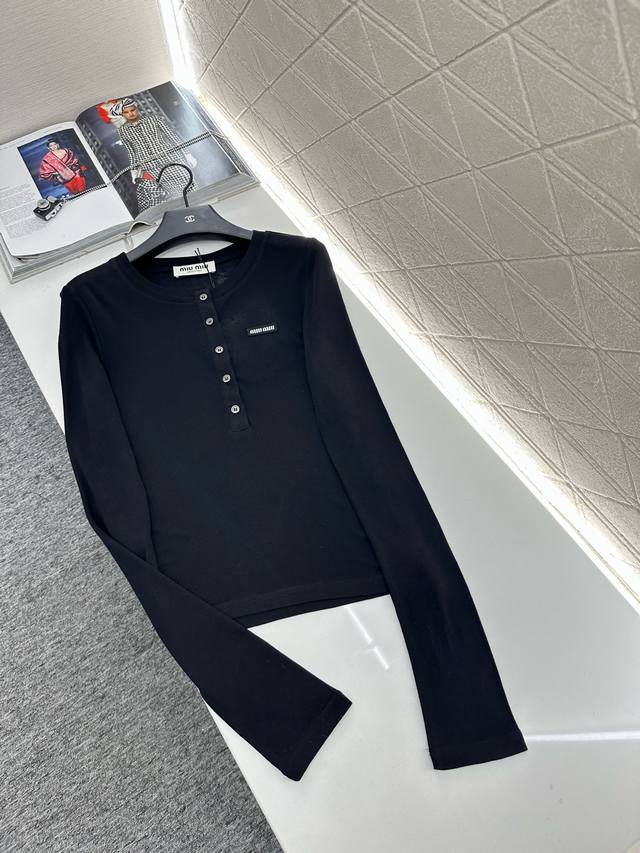 Miumi* 2025 New Arrivals: Button-Down, Half-Placket, Crew-Neck Base Layer Shirt.