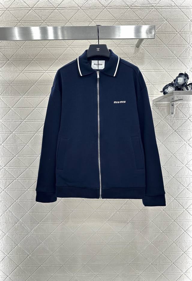 Miumi*2025 New Arrivals: Zippered Lapel Casual Jacket. Made of custom Yb twill c